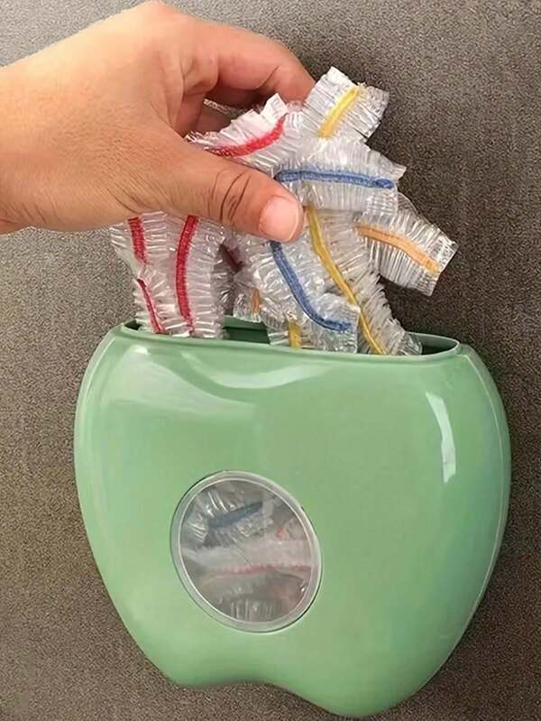 1pc Plastic Bag Organizer Rack, Apple Shape Bag Dispenser,Wall Mounted Storage Box,Elastic Cling Film Holder,Multifunctional Durable Storage Rack,Household Office Kitchen Bathroom Garbage Bag,Shower Cap Storage Box,Bathroom Storage,Kitchen Container