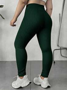Plus Size Leggings - Coffee and Green - View 3