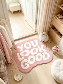 1 pieza Alfombra decorativa con letras rosa & blanco, alfombra gruesa, alfombra de felpa, alfombra de otoño/invierno, alfombra de cocina, tapete de cocina, alfombra de cocina, felpudo, alfombra pequeña, alfombra, alfombra pasillo, tapete de piso - Multicolor - Ver 6
