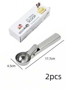 1/2pcs Stainless Steel Ice Cream Scoop With Pressure Handle, Heavy Duty Metal Lever Ice Cream Scoop, Dishwasher - Multicolor - View 12