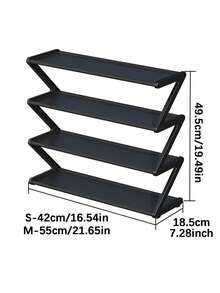Z-Shaped Plastic Shoe Rack Floor-Standing Storage Rack Multi-Functional Large Capacity Easy Assembly Essential For Home Dormitory Space-Saving Storage Rack Suitable For Living Room Bedroom - Multicolor - View 3