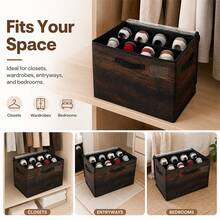 8 Grid Wood Grain Fabric Storage Box Foldable Shoe Organizer With Clear Lid Divider Closet Bin Clothes Wardrobe Container Bedroom Home Organization Solution Drawer Shelf Space Saving Stackable Multipurpose Boxes For Graduation Gift - View 4