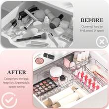 12/8/7/6/4/3/1pc Transparent Desktop Drawer Storage Box, Suitable For Organizing Small Items, Ideal For Cosmetics, Makeup Tools And Accessories, Also For Stationery And Daily Supplies Classification Storage, Suitable For Student Dorm, Room Decor And Desktop Storage - Multicolor - View 7