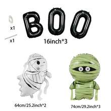 10 Adorable "BOO" Letter-Shaped Mummy Ghost Balloons, Helium-Fillable Decorative Balloons, Perfect For Halloween, Day Of The Dead, Children's Birthdays, Indoor And Outdoor Family Parties, And Store Window Displays - A - View 6