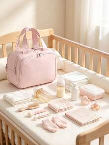 1pc Baby Room Storage Bag, Lightweight Handheld Mommy Bag, Large Capacity Divided Compartments Dual Opening, Suitable For Baby Supplies And Travel Items Storage - Multicolor - View 7