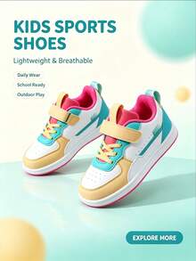 1 Pair Kids' Sports Shoes, Breathable Elastic Soft Quick-Dry Lightweight Patchwork Design, Casual Street Style For Boys And Girls, Suitable For Running And Walking, School Style - Hot Pink - View 4