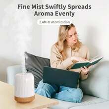 Aromatherapy Diffuser, Bedroom Essential Oil Diffuser, Quiet Home Humidifier, 250ml Aromatherapy Diffuser With 7 LED Color Options (Warm Light Optional), Built-In Auto Timer 1H/3H/6H, Auto Shut-Off Function, Suitable For Bedroom, Nursery, Hotel And Plants - White - View 6