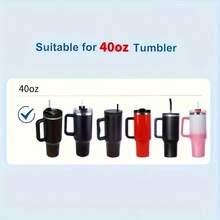 3-Piece Water Bottle Accessory Set, Fits 40oz Cups - Leak-Proof Flip Straw Lid, Silicone Bottom Protector, Reusable Straw, Non-Slip, Dust-Proof, Fits 40oz Cups - Black - View 11