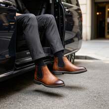 Chelsea Boots, Men's Casual Business Commute Boots, Retro Ankle Boots - Brown - View 5