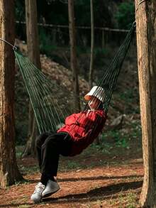 Multifunctional Nylon Hammock - Perfect For Outdoor Relaxation And Garden Entertainment, Random Pattern, Color And Packaging, Some Accessories May Be Shipped Randomly. Due To Manual Measurement, There May Be Slight Errors, New And Old Styles Are Shipped Randomly. - Nylon Hammock - View 1