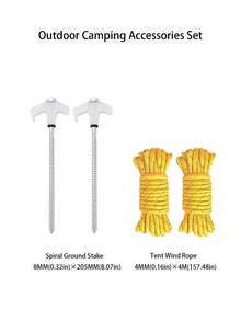 2PCS.4PCS Heavy Duty Camping Tent Stakes Set, T-Handle Metal Spiral Tent Pegs + 4M Windproof Rope, For Outdoor Camping Tent Canopy Fixing - Multicolor - View 17