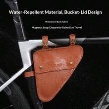 1pc Bicycle Handlebar Leather Bag, Waterproof Retro Cycling Storage Bag | Waterproof & Wear-Resistant Material, Quick-Release Buckle, Large Capacity 8.74 Inches, Fits Most Handlebars - Multicolor - View 7