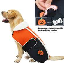 Metglad Winter Dog Jacket With Detachable Hook And Loop Patch, Adjustable Plush Collar Pet Padded Coat, Snow Suit For Daily Wear And Halloween, Indoor And Outdoor Dog Jacket For Small, Medium And Large Dogs - Orange - View 18