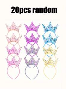 20/10/5pcs Princess Crown Hair Accessories, Sequin Crown Headbands, Multiple Colors Available, Suitable For Princess Theme Party, Birthday Party, Wedding Gift, Bachelorette Party, Prom, Perfect Party Decoration - One Size Fits All - View 13
