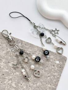 1pc Transparent Black Bow Charm, Korean Sweet & Cool Y2K Style, Girl's Bag, Key, Phone, Earphone Case Pendant, Phone Charm, Daily Accessory - Multicolor - View 2
