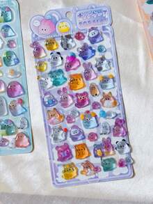 1/4pcs Cute Cartoon Summer Drink Fruit Popsicle Embossed Rhinestone Sticker Resin Crystal Kids Reward - Multicolor - View 9