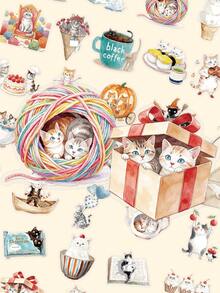 50pcs Watercolor Cute Pet Cat Transparent Stickers, Adorable Kitten Decals, Suitable For Water Bottles, Desktops, Scrapbooks, Pencil Holders, Storage Boxes, Helmets, Personalized Decorative Material Birthday Gift - Multicolor - View 1
