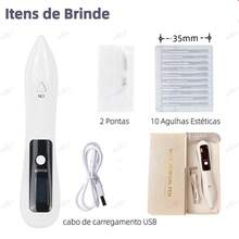 Utensílio de Beleza com Tela Digital LED e Múltiplos Níveis de Configuração para Uso Facial - Bege - Visão 8