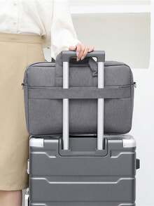 1 buah Tas Laptop Bisnis Kapasitas Besar 15,6 inci untuk Pria, Tas Jinjing untuk Komuter, Kain Oxford, Tas Selempang, Tas Penyimpanan Laptop untuk Pelajar dengan Banyak Kompartemen - tas kantor - View 5