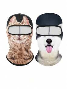 1pc/2pcs Creative 3D Animal Face Ear Head Cover, Unisex Breathable Sun Protection Full Face Mask, Suitable For All Seasons, Outdoor Running, Cycling, Fishing, Hiking - Multicolor - View 8
