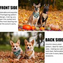 3pcs 24.8*11 Inch Thanksgiving Dog Bandanas, Classic Plaid Pattern, Suitable For Autumn, Halloween And Christmas - Triangle Bandanas And Scarves For Medium Dogs And Cats, Perfect Pet Accessories And Decorations - Multicolor - View 4