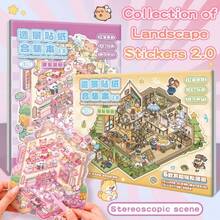 Large Size Decorative DIY House Stickers, Landscape Stickers, Includes Plastic Tweezers, Scene Stickers (6 Extra Large Scenes, 9 Material Sheets, 2 Reference Images), 3D Miniature House Scene Stickers, DIY Planner Stickers, Educational Toy Stickers, Landscape Stickers, Manual Stickers, Hand-Classified House Scene Stickers, Reusable, Multiple Sizes Available - Multicolor - View 1
