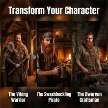 1pc Brown Viking Style 5-Braid & Double-Braid Faux Hair Beard - Wild Beard Styling, Suitable For Halloween, Christmas And Other Holiday Costume Props, Makeup Party Costume Accessories, Beard Mask, Cosplay Props - Multicolor - View 4