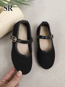 1 Pair Girls Black Mary Jane Shoes, Vintage Versatile Flat Shoes, Suitable For Daily And School Wear - Black - View 4