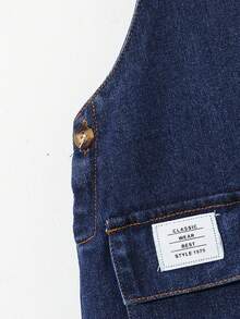Boys Casual Denim Overalls With Dual Pocket Design - Blue - View 5