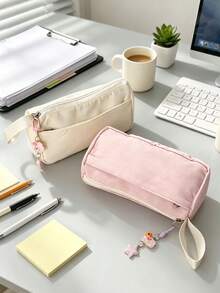 New INS Style Pencil Case, Large Capacity Cute Plush Stationery Bag, High-End Elegant Appearance, Minimalist Versatile. Minimalist Fresh Style, Student's Choice, Essential Item For Going Out. - Multicolor - View 3
