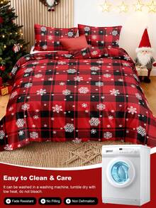 2/3 pièces Ensemble de housse de couette Noël Renne & Flocon de neige, literie douce respirante anti-boulochage toutes saisons, sans insert de couette, résistant aux plis, lavable en machine, convient aux lits jumeaux, doubles, queen, king, plusieurs couleurs, décoration de chambre de Noël, cadeau de vacances - Multicolore - Voir 10
