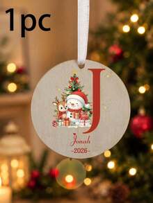 Custom Monogram Christmas Ornament, Personalized Name & Initial Tree Hanging Decor, Festive Snowman Holiday Accent, Customized 2026 Christmas Keepsake, Customizable Christmas Tree Decoration, Gift For Family And Friends, Room Decor, Christmas Gift - Style B - View 25