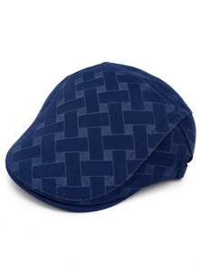 Men's Geometric Jacquard Beret, Adjustable Back Strap Newsboy Cap, Casual Flat Top Ivy Cap, Suitable For Daily Outdoor Wear - Diamond Checkered 7-color Newsboy Cap - View 14
