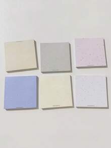 3 Random Korean-Style Colorful Ink Splatter Dot Sticky Note Pads, Solid Color Blank Square Portable Memo Pads, Minimalist Lineless Sticky Notes, Student Diary Hand-Drawn Doodle Blank Memo Pads, Small Notebooks, Back To School - Notepad - View 2