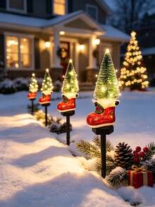 1pc Solar Powered Christmas Boot Stump Light, Outdoor Waterproof LED Pathway Light, Christmas Decorative Ground Light, Suitable For Yard Garden Lawn Holiday Decoration - Multicolor - View 9