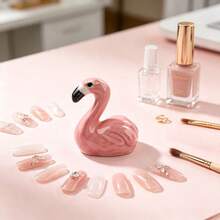1pc Colorful Flamingo Nail Art Pen Holder, Desktop Crystal Pen And Painting Brush Support Stand, Mini Nail Brush Storage Rack, Salon Nail Art Storage Tool - Multicolor - View 10