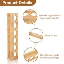 1pc Wine Glass Holder, Natural Bamboo Base, Double-Layer Wavy Design, 6 Circular Holes On Each Layer, Fits Standard Thick Glass Shot Glasses (One-Shot/Liquor Glasses), Suitable For Home Gatherings, House Parties, Birthday Parties, Wine Glass Display Tray, Convenient For Serving Drinks - Multicolor - View 11