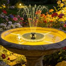 Upgraded 3.5W Solar Fountain With Colorful LED Ring Light And 2000mAh Build-In Battery,  Floating Solar Powered Bird Bath Fountains Water Feature Pumps, 7 Nozzle And 4 Fixers For Garden Pond Pool, Patio - Black - View 7