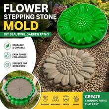 1pc Sunflower Stepping Stone Mold Set, DIY Concrete Garden Path Making Tool, Reusable Floral Stone Mold For Outdoor Yard, Patio And Lawn Decoration - Sunflower - View 7