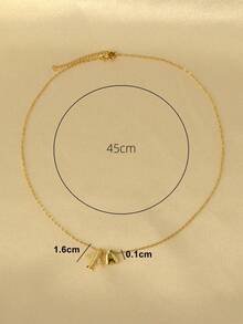MECYLIFE 1pc Fashionable Micro-Inlayed Zirconia Airplane & 26 Alphabet Initial Pendant Necklace - Yellow Gold - View 3