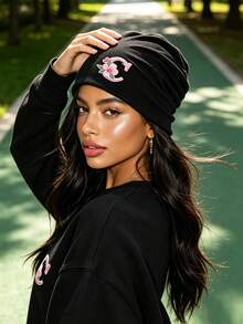 1pc Unisex 26 Letters Slouchy Beanie Hat,Black Soft Knit Stacked Hat,Casual Slouch Skull Cap,Spring/Fall Daily Wear For Outdoor Street Sport - Multicolor - View 5