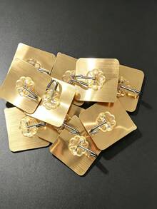 Self-Adhesive Wall Hooks, Cute Towel And Keychain Hooks For Bathroom, Office, And Closet Decoration, Home Furniture Storage Rack - Gold - View 4
