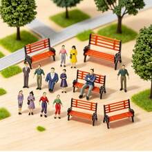 26Pcs Miniature People With Park Bench Set, 20 Hand Painted 1:50 Scale Tiny Human Figurines + 6 Mini Park Chairs, Standing Sitting Mini Figures For Dollhouse Accessories, Railway Train Layout, City Diorama Landscape, Architecture Model Scene Decor, H - 20pcs 1:50 Scale Figures + 6pcs Medium Chairs - View 9