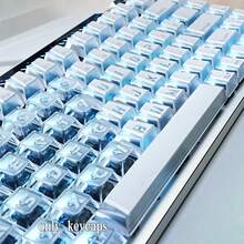 131 White Prism Keycaps, Cherry Height, Translucent, ABS+PC Material, Compatible With Cherry/Gateron MX Switches, Suitable For Gifts And Personal Use, Hot-Swappable Keycaps, Personalized Keycaps, Keyboard DIY, Customized Keycaps, Desktop Matching, Customized Keycaps, Keycap Set, Gaming Keycaps, Keyboard Accessories, Cute Keycaps - View 5
