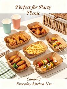 5/50/100pcs Oil-Proof Waterproof Non-Stick Air Fryer Baking Parchment Paper, Can Be Used As Plate/Tray Liner, Compatible With Air Fryer/Microwave/Oven, Home Storage Kitchen Utensil Accessory, Can Be Used As Personalized Gift - Multicolor - View 2