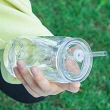 4pcs Transparent Plastic Water Bottles - Reusable Sports Cups With Straws And Lids, Durable And Convenient Beverage Containers, Suitable For Projects, Iced Coffee, Juice, Soda, Cold Drinks, Parties, Picnics, Weddings And Summer Refreshment - Multicolor - View 7