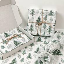 60/30/10 Sheets Mori Style Christmas Pine Tree Pattern Tissue Paper, 20*14 Inch Gift Wrapping Paper, Suitable For Christmas Decoration, Wedding, Thanksgiving, Birthday Gift Wrapping, Bouquet Wrapping, Gift Bag Filler And Party Gifts - Multicolor - View 2