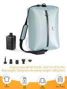 1/2pcs Black & Blue Vacuum Storage Bags, Airtight Zipper Reusable With Pump Storage Box, Large Size For Travel, Clothing, Bedding, Coats, Electric Pump, Airtight Zipper, Space-Saving Compression Travel Luggage Storage Bag - View 18