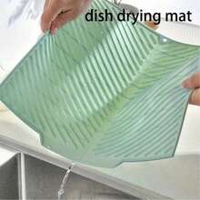 1pc Silicone Drainage Mat, Sloped Bowl/Cup Tray Pad, Bathroom Drainage Filter Mat, Non-Slip Kitchen Table Mat, Placemat/Coaster, Kitchen Supplies, Heat Resistant, Sink Side Non-Slip Kitchen Mat, Home Kitchen Decor - Mint Green - View 4