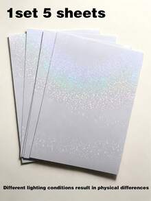 A4 Size Transparent Holographic Cold Laminating Film, 8.3*11.7 Inches, 4 Styles Mixed: Diamond, Rainbow, Star, Dotted, Waterproof Self-Adhesive Vinyl Sticker Paper - A - View 12